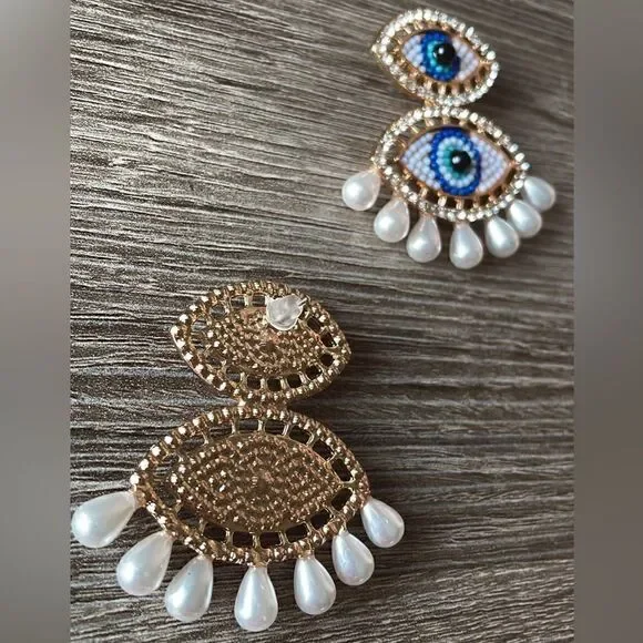 Evil eye earring drop A467 - Picture 3 of 4